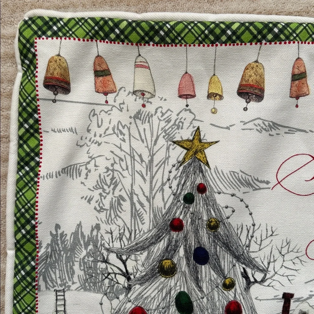 Like New Michel Design Works Throw Pillow Season Greetings Holiday Insert Inclu